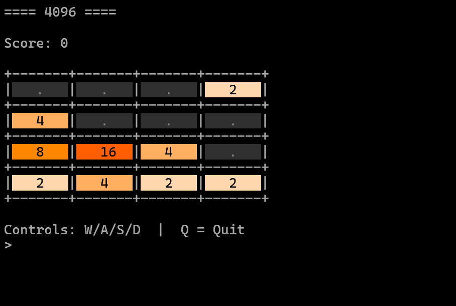 py4096 Terminal Gameplay